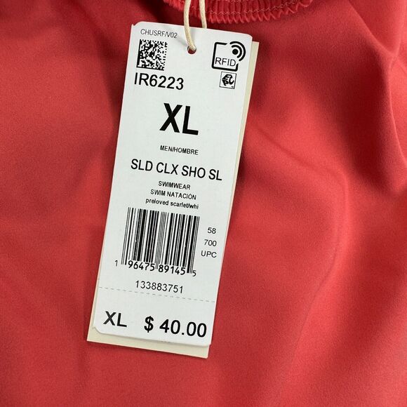 Adidas Mens Solid CLS Short Length Mesh-Lined Swim Shorts Salmon Pink XL - Picture 2 of 5